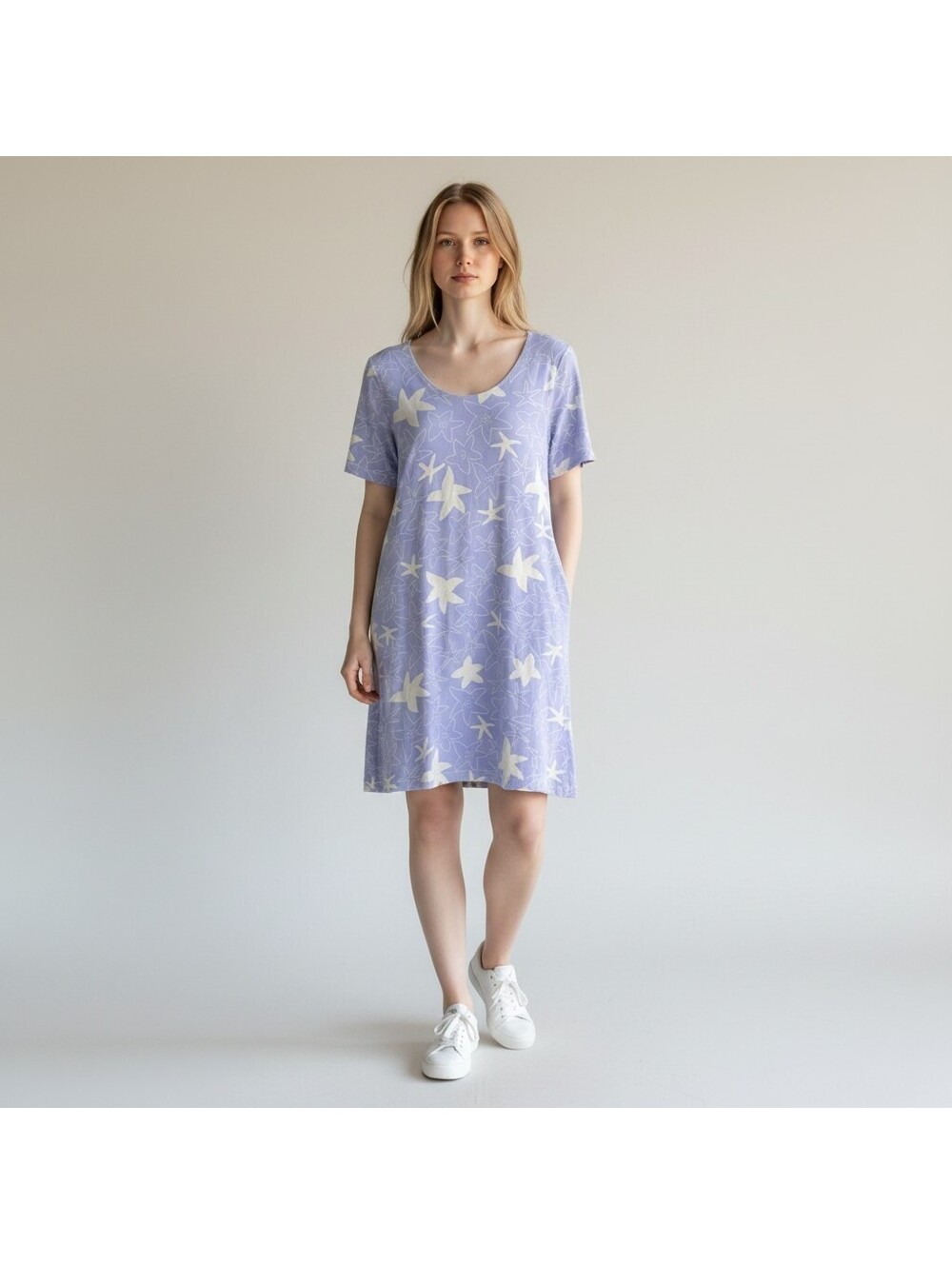 Fresh Produce Night Gown Women M Medium Blue Graphic Print Short Sleeve Cotton